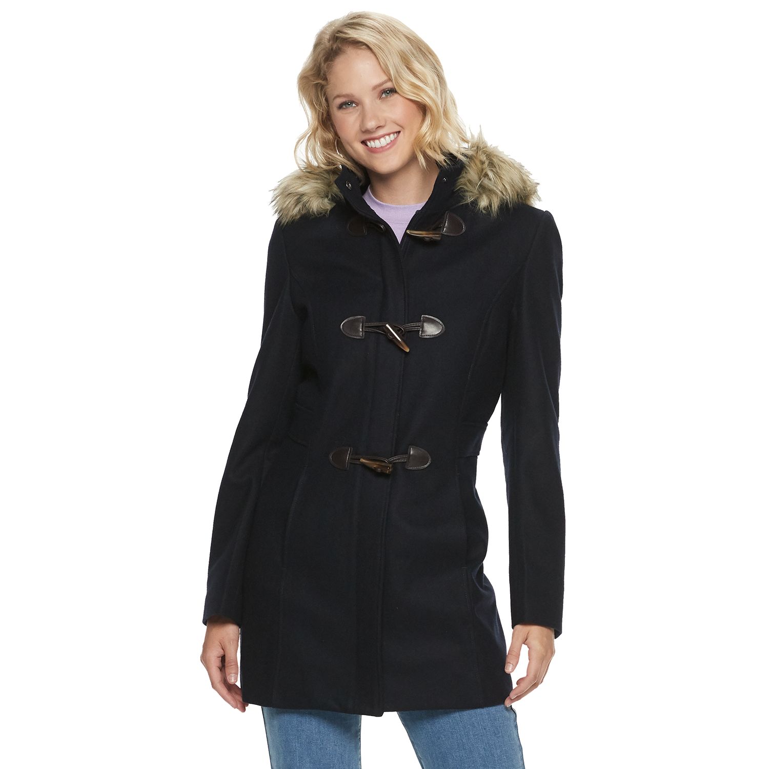 women's hooded toggle coat