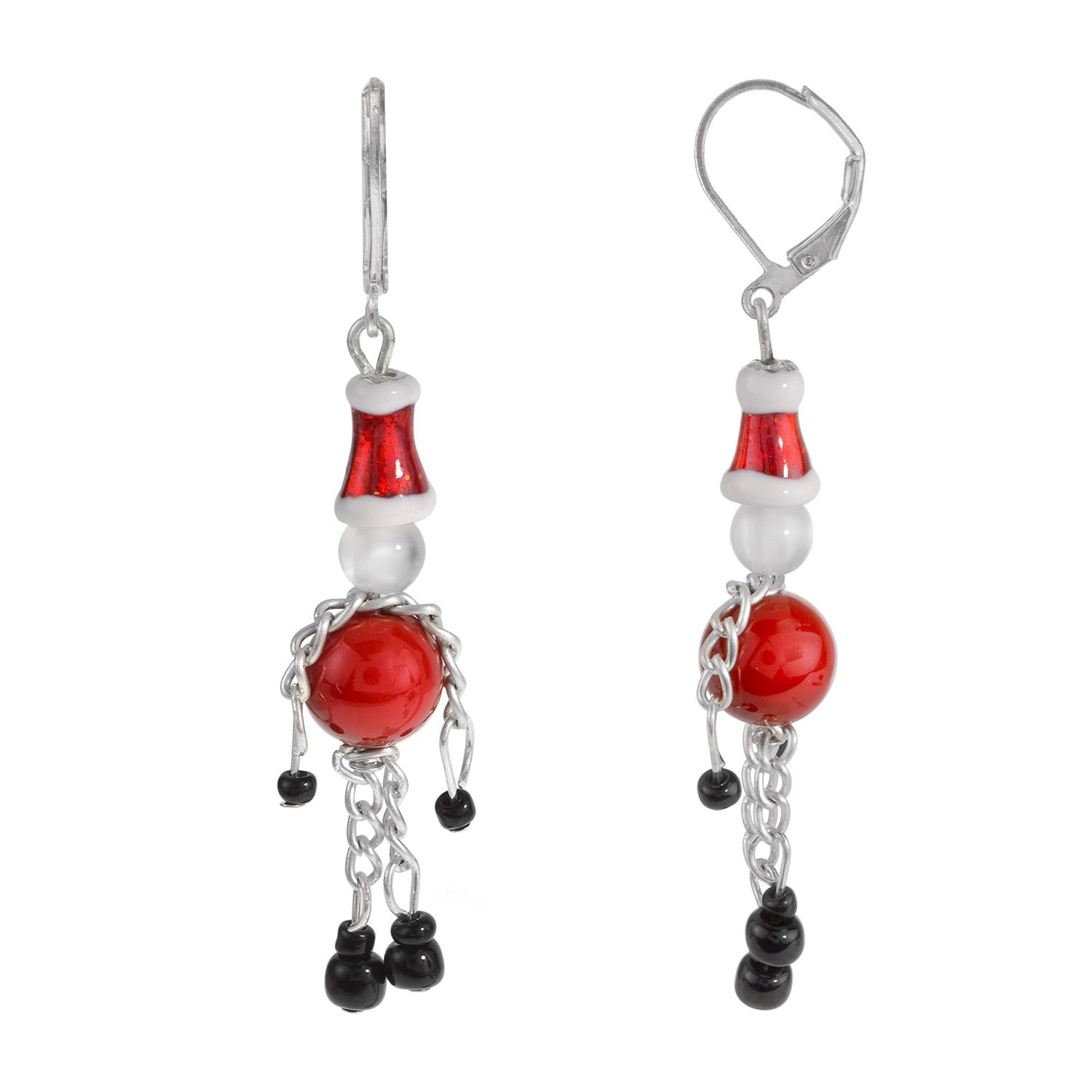 beaded santa earrings