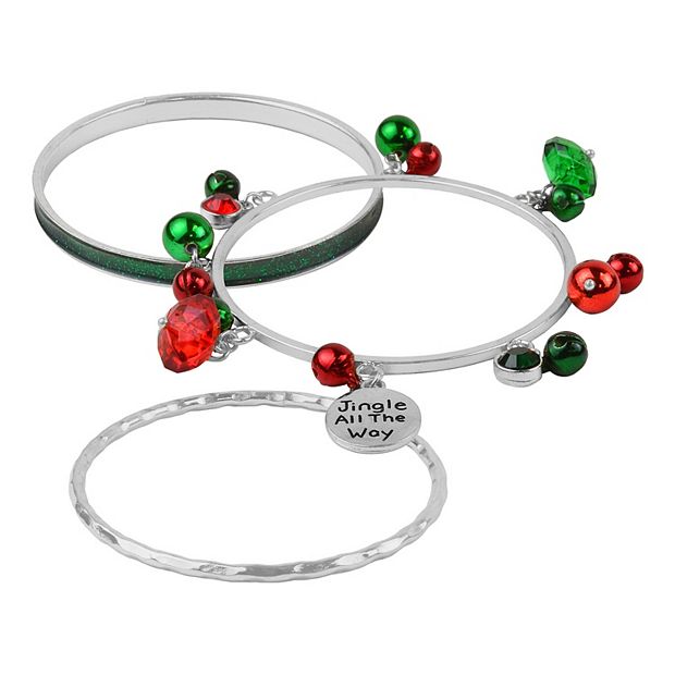 Jingle All The Way Jingle Bell Bangle Bracelet Set