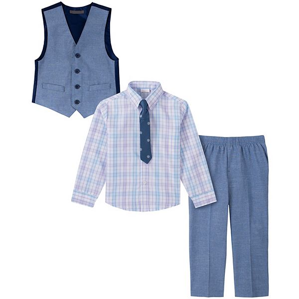 Toddler Boy Van Heusen 4-Piece Chambray Slub Vest Set