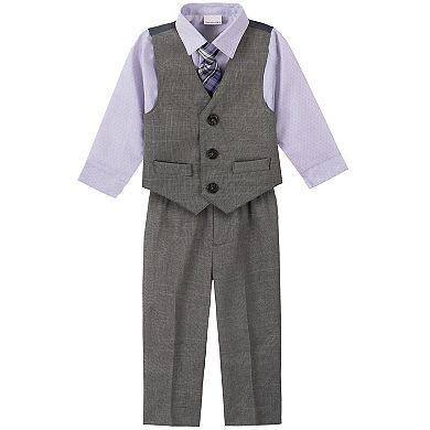 Toddler Boy Van Heusen 4-Piece Cross-Hatch Sharkskin Vest Set