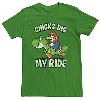 Men's Nintendo Mario & Yoshi Chicks Dig My Ride Retro Tee