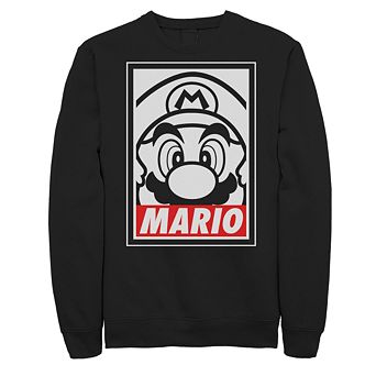 Men's Nintendo Mario Black & White Portrait Fleece