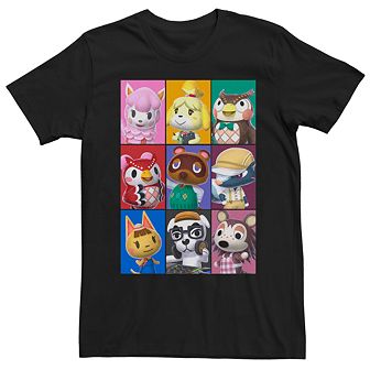Men's Nintendo Animal Crossing 3x3 Character Blocks Short Sleeve Tee