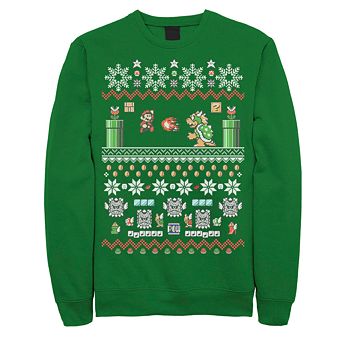 Men's Nintendo Super Mario 8-Bit Christmas Stack Fleece