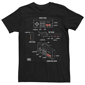 Men's Nintendo NES Controller Schematic Tee