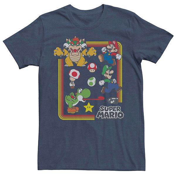 Men's Nintendo Super Mario Rainbow Group Shot Short Sleeve Tee