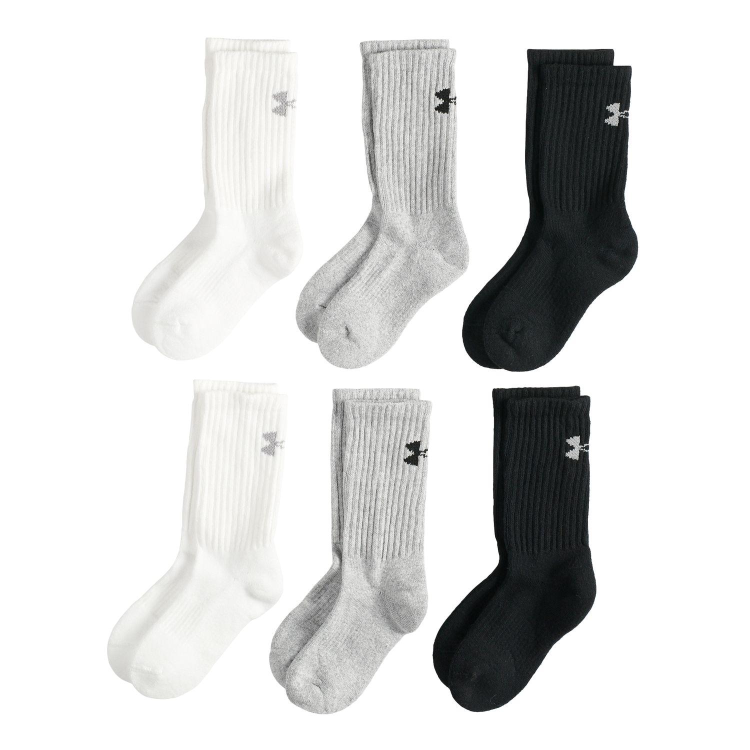 Under Armour Charged Cotton 2.0 Crew Socks, 6 Pack