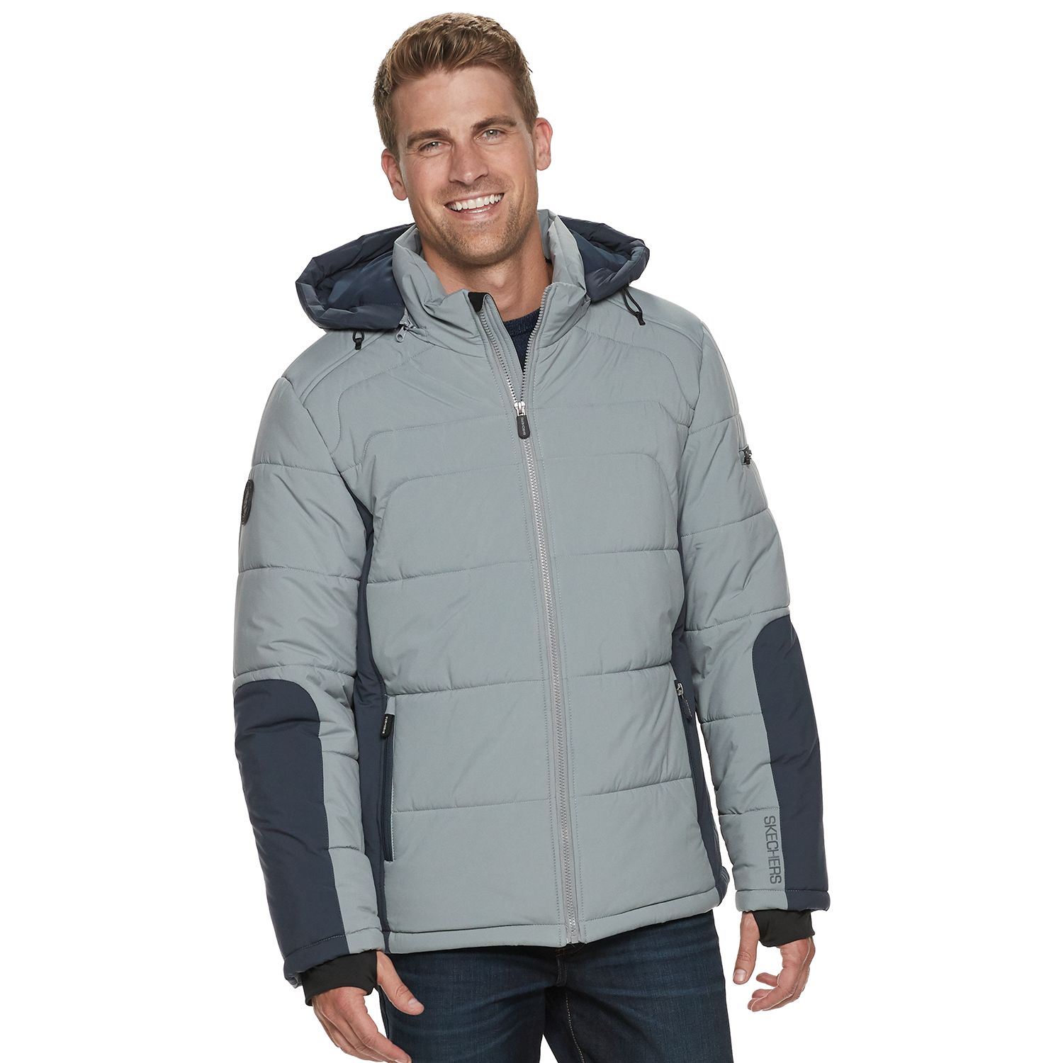 men's color block puffer jacket