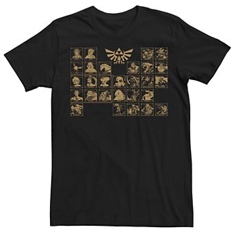 Men's Nintendo Legend Of Zelda Periodic Table Characters Tee