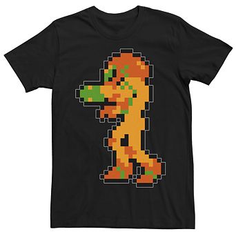 Mens Teen Guys Licensed Character Mens Nintendo Metroid Samus 8-Bit Retro Tee