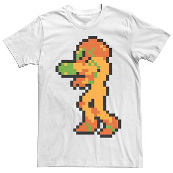 Mens Teen Guys Licensed Character Mens Nintendo Metroid Samus 8-Bit Retro Tee
