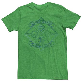 Mens Teen Guys Licensed Character Mens Nintendo Super Mario Power Player Vintage Tee