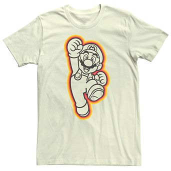 Men's Nintendo Super Mario Red Neon Outline Short Sleeve Tee