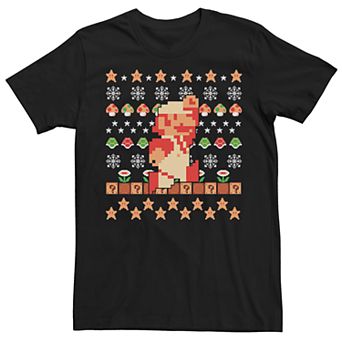 Men's Nintendo Super Mario Bros Items Ugly Christmas Style Short Sleeve Tee