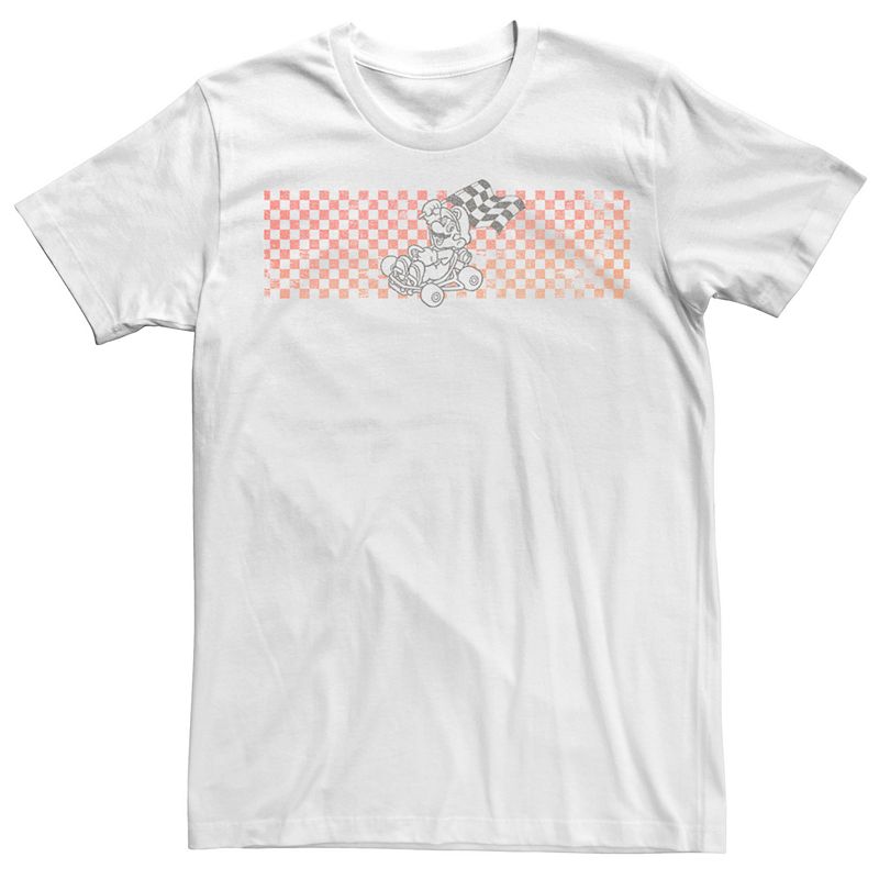 Mens Teen Guys Licensed Character Mens Nintendo Mario Kart Checkered Finish Line Tee, Men's, 