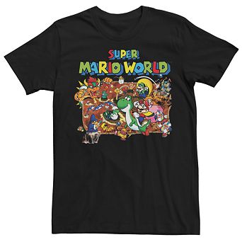 Mens Teen Guys Licensed Character Mens Nintendo Super Mario World Map Tee