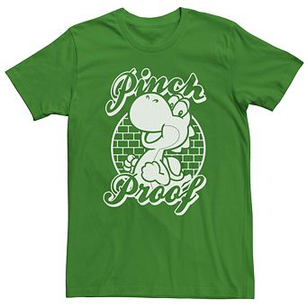 Mens Teen Guys Licensed Character Mens Nintendo Yoshi Pinch Proof Saint Patrick's Day Tee