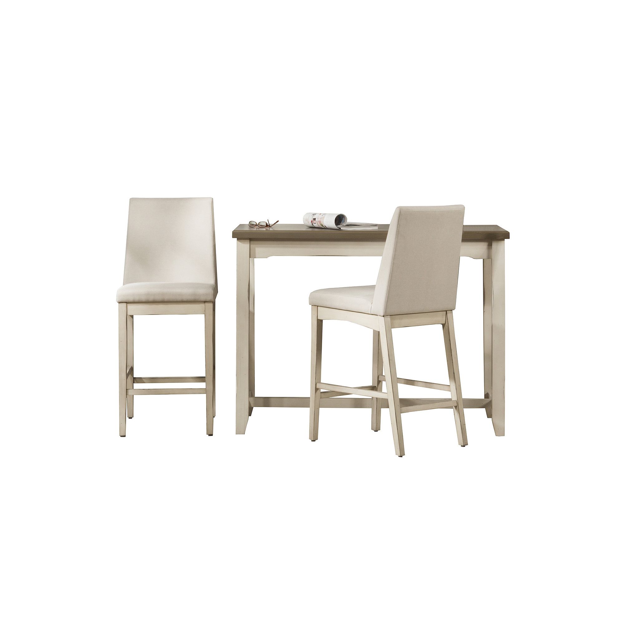 Hillsdale Furniture Clarion Dining Table & Stool 3-piece Set, Distressed Gr