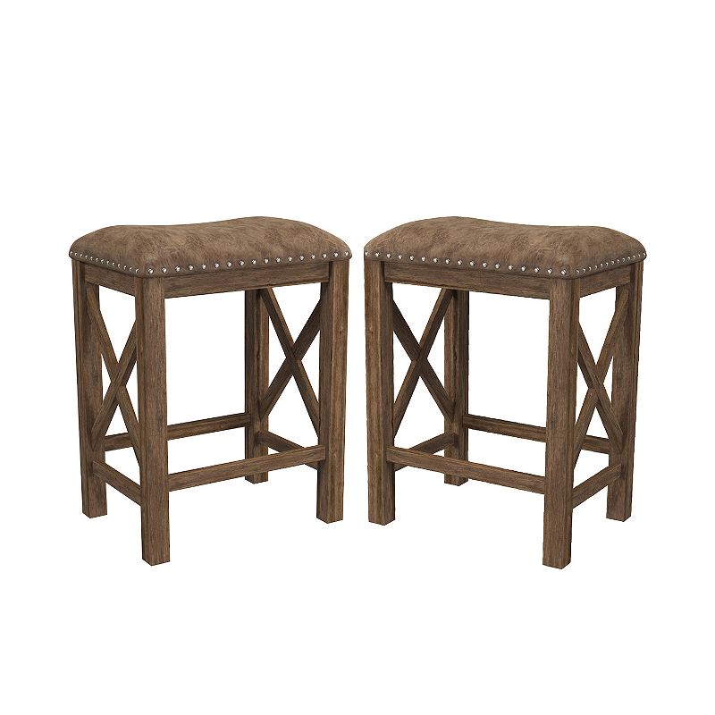 Hillsdale Furniture Willow Bend Non-Swivel Counter Stool (Set of 2), Brown