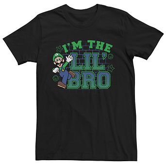 Mens Teen Guys Licensed Character Mens Nintendo Luigi I'm The Lil' Bro Tee