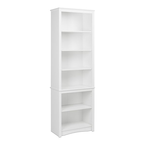 Prepac 6 Shelf Tall Bookcase, 6 Shelf Bookcase White