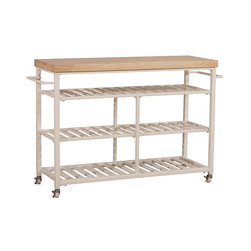 Hillsdale Furniture Kennon White Kitchen Cart w/ Wood Top