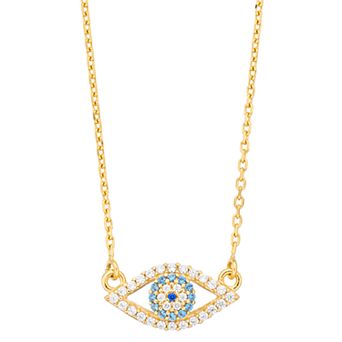 Sterling Silver Cubic Zirconia Evil Eye Necklace