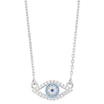 Sterling Silver Cubic Zirconia Evil Eye Necklace