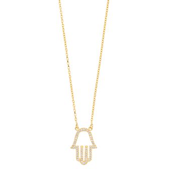 Sterling Silver CZ Hamsa Necklace
