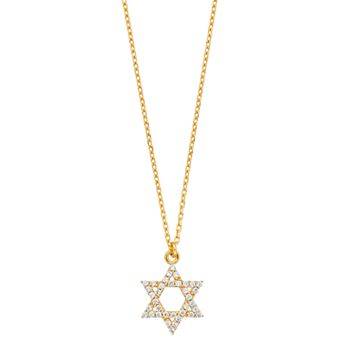 Sterling Silver Cubic Zirconia Star of David Pendant Necklace