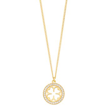Sterling Silver Cubic Zirconia Lucky Clover Pendant Necklace