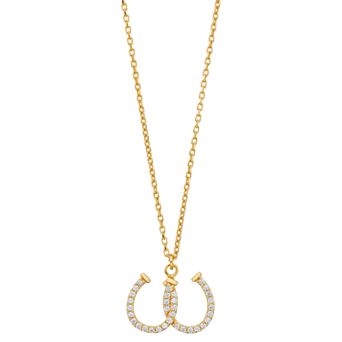 Sterling Silver Cubic Zirconia Double Horseshoe Pendant Necklace