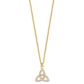Sterling Silver Cubic Zirconia Trinity Knot Pendant Necklace