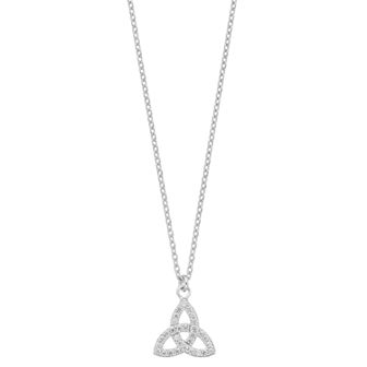 Sterling Silver Cubic Zirconia Trinity Knot Pendant Necklace