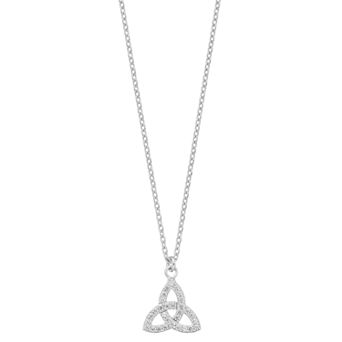 Sterling Silver Cubic Zirconia Trinity Knot Pendant Necklace