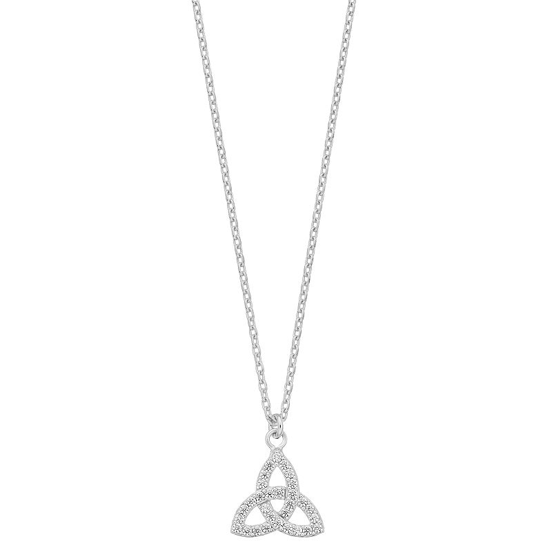 Sterling Silver Cubic Zirconia Trinity Knot Pendant Necklace, Womens, Siz