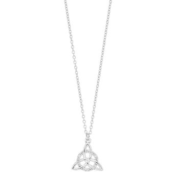 Sterling Silver Cubic Zirconia Celtic Knot Pendant Necklace