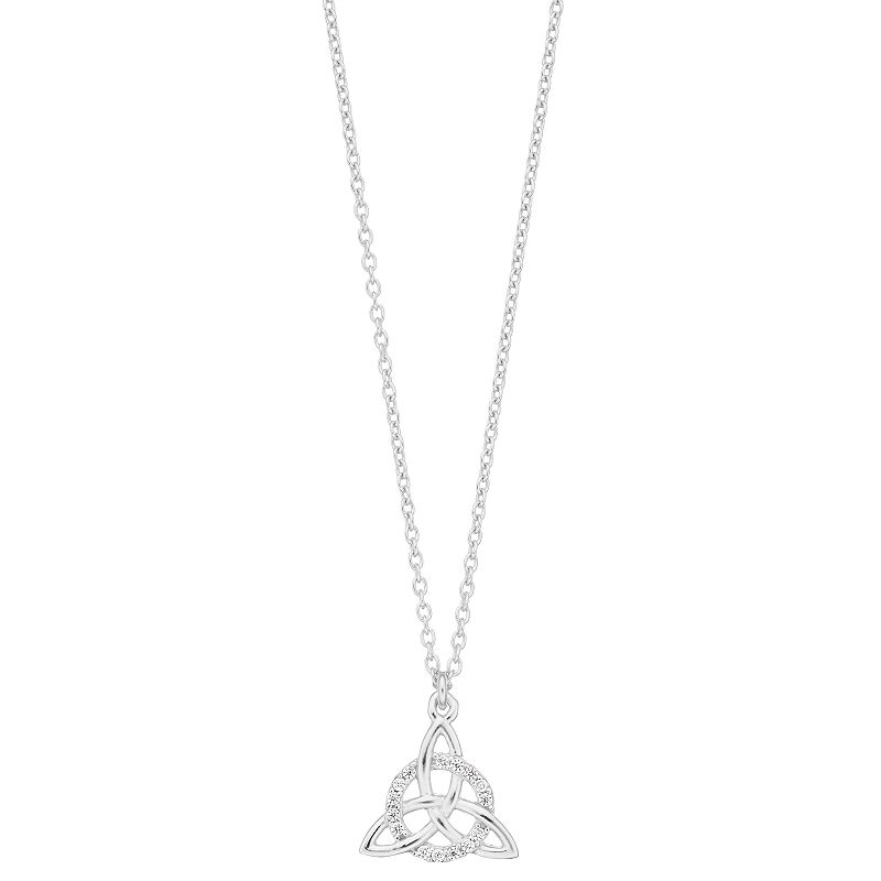 Sterling Silver Cubic Zirconia Celtic Knot Pendant Necklace, Womens, Size