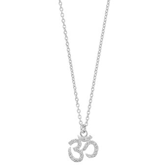 Sterling Silver Cubic Zirconia Om Pendant Necklace