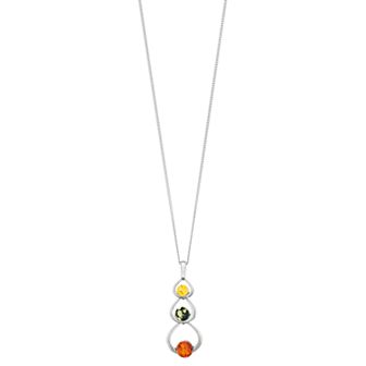 Sterling Silver Multi Colored Amber Pendant