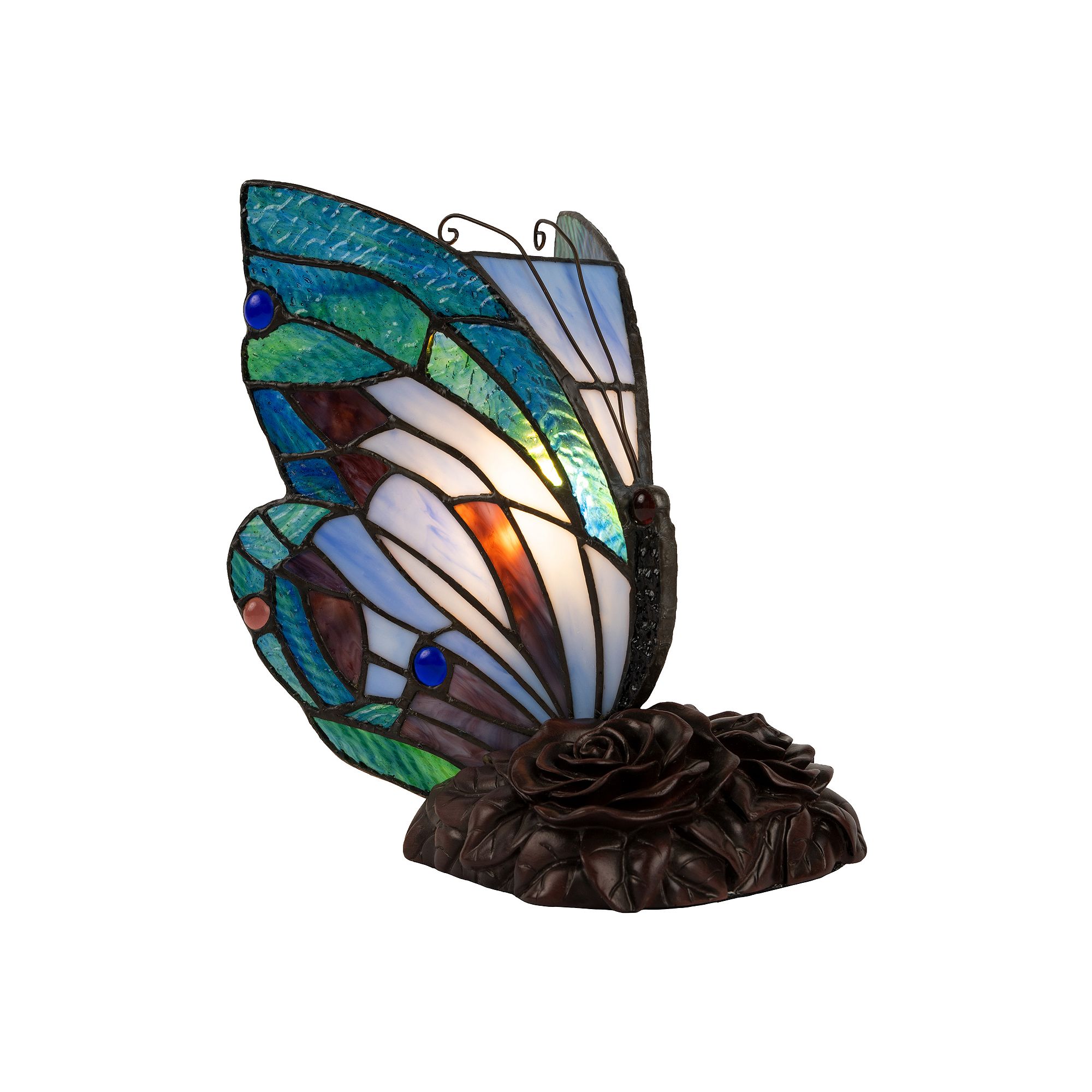 Lavish Home Tiffany Style Butterfly Lamp, Red