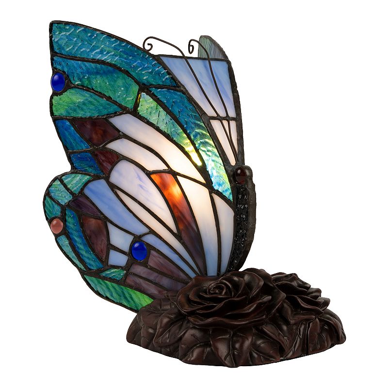 Lavish Home Tiffany Style Butterfly Lamp, Multicolor