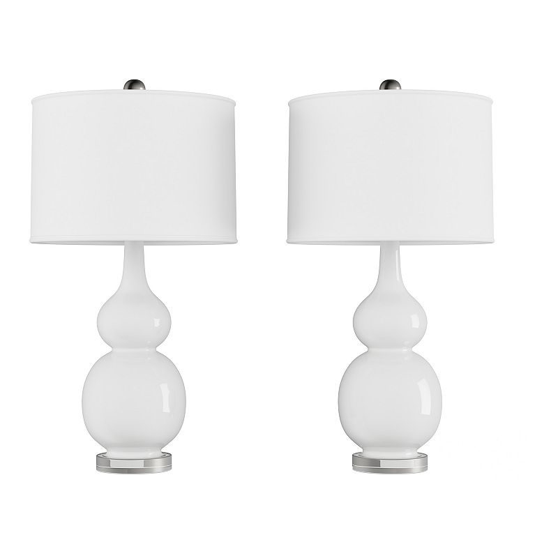 Double Gourd Table Lamp 2-piece Set, White