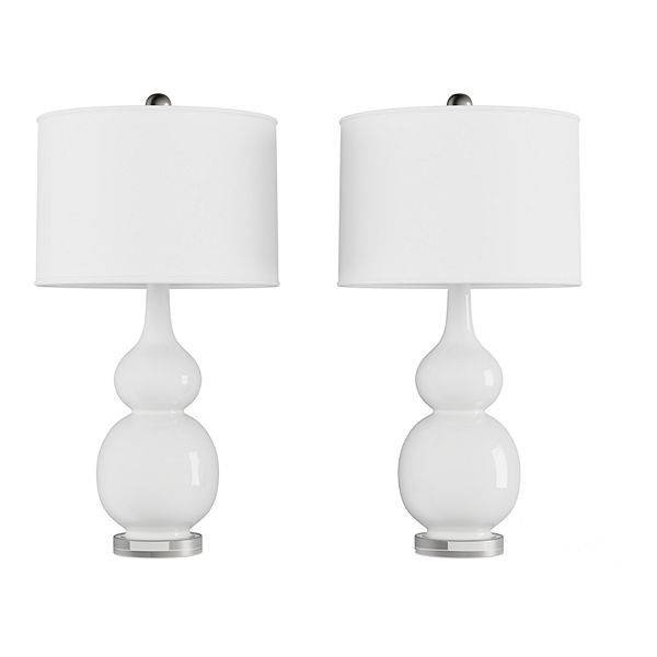 Double Gourd Table Lamp 2-piece Set - White
