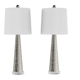 Contemporary Hammered Table Lamp 2 pc Set