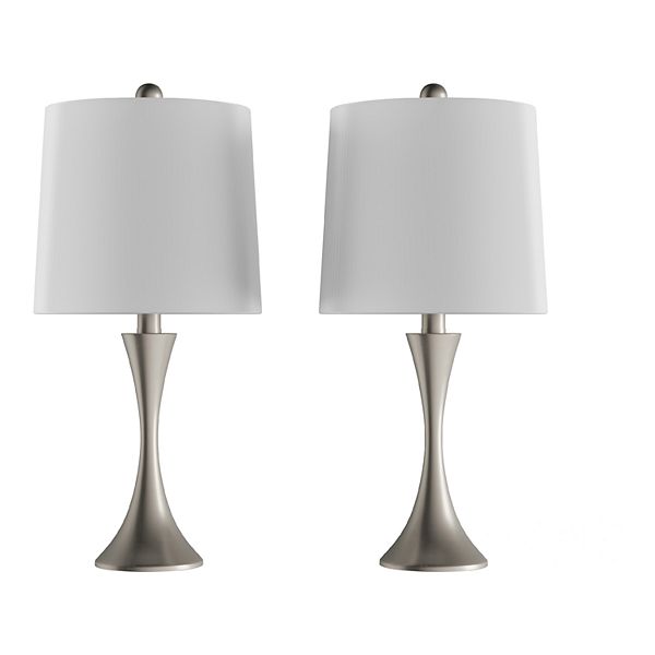 Flared Trumpet Table Lamp 2-piece Set - Silver