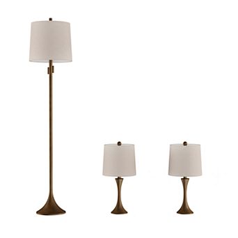 Modern Flared Trumpet Table & Floor Lamp 3 pc Set