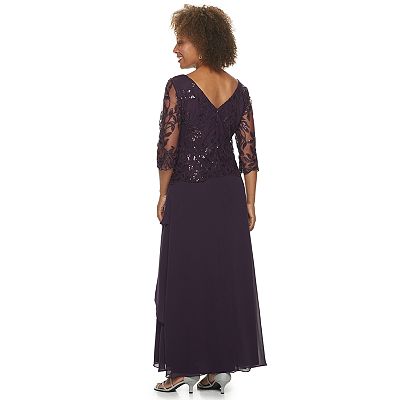Petite Maya Brooke Sequin Lace Tiered Evening Gown