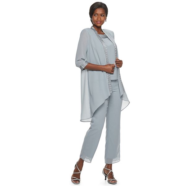 Petite Maya Brooke Embellished Trim 3-Piece Pant Suit